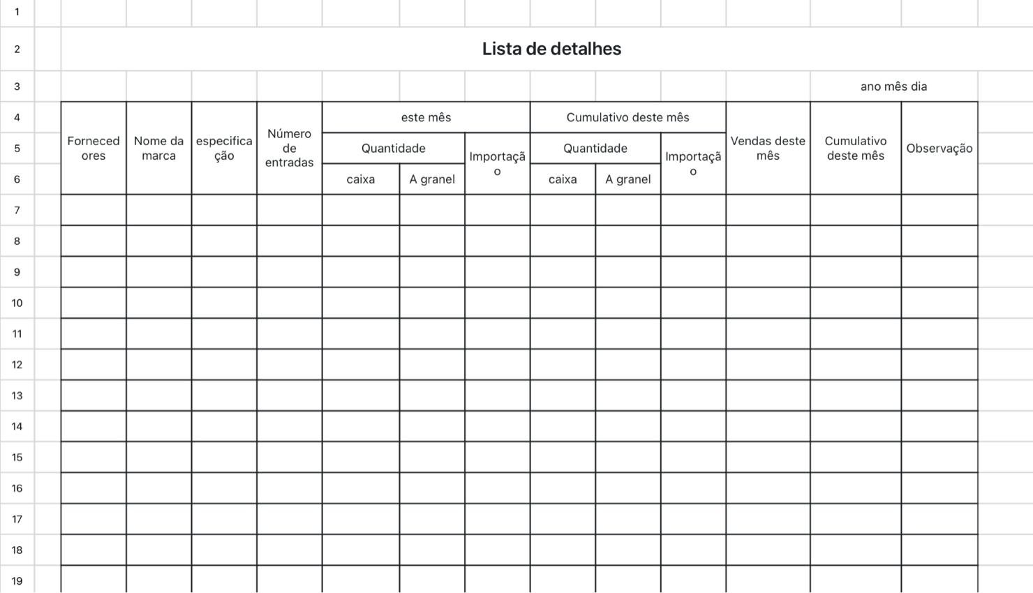 Lista de detalhes